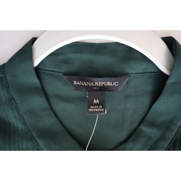 Banana Republic 762767-01-1 Women's Sz M New Hunter Green L/S Tuxedo Shirt - Picture 3 of 12